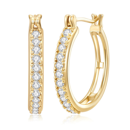 RYHIX 14K Gold Earrings for Women Small 14K Gold Hoop Earrings Trendy 20mm Womens Gold Huggie Earring with Cubic Zirconia Hypoallergenic