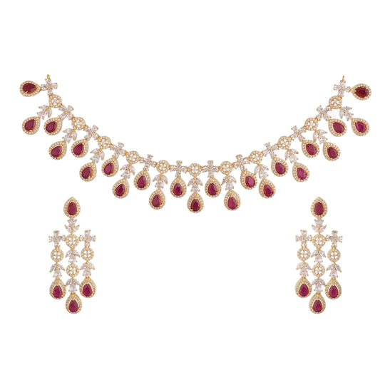 TARINIKA Gold Plated Alina Delicate CZ Necklace Set with Drop Earring Jewelry Sets for Women Perfect for Casual Occasions Classic Indian Necklace Cubic Zirconia, 1 Year Warranty*