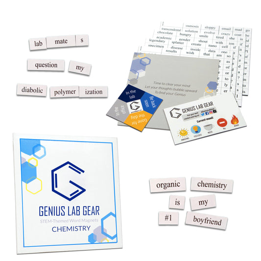 Chemistry Word Magnets Kit - Funny Nerdy Poetry Set for College to PhD & Professional Chemists- Ideal Cool Geek Tech Gifts Office Refrigerator-Magnetic White Board - Perfect for STEM Students & Adults