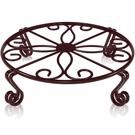 Autopromake Brown Plant Stand for Flower Pot Heavy Duty Potted Holder Indoor Outdoor Metal Rustproof Iron Garden Container Round Supports Rack for Planter Bronze, Pumpkin Stand Outdoor