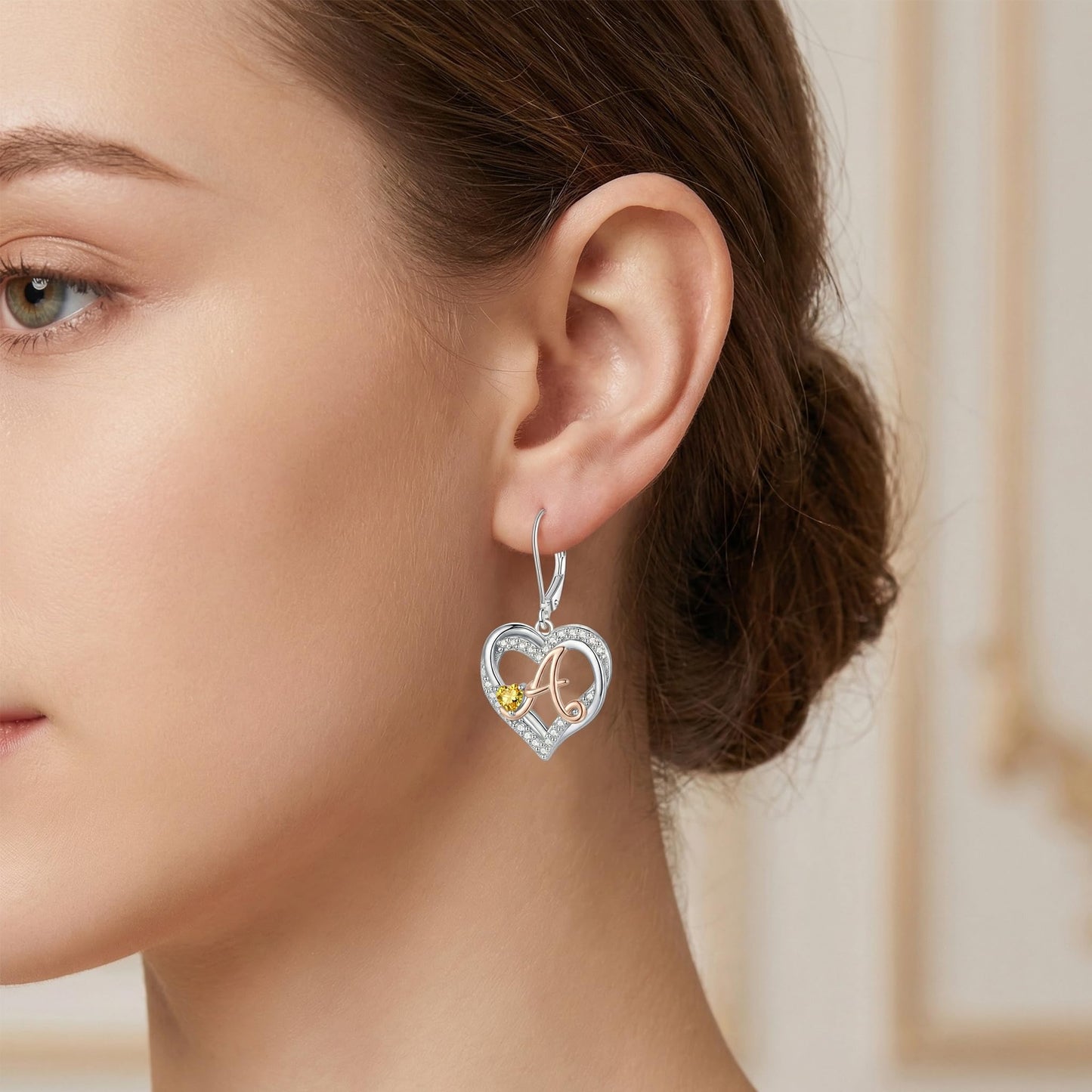 ZPMMPZ Initial Birthstone Earrings Intial Letter Dangle Drop Earrings Birthstone Jewelry Gifts for Women A & December