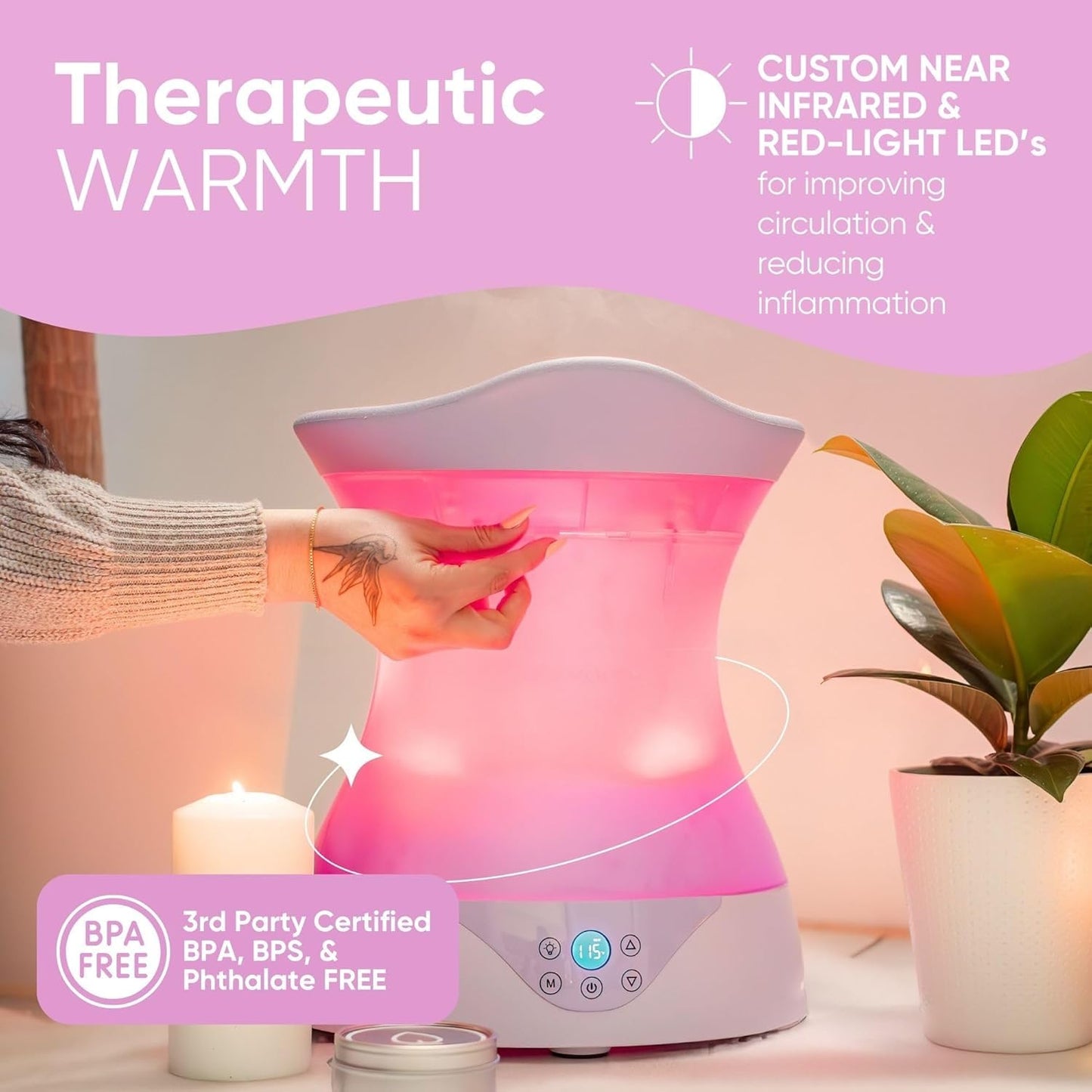 Yoni Steam Seat Set for Feminine Wellness & Self-Care - Vaginal Steamer with SteamSafe Temperature Control & Near Infrared & Red Light Therapy - V Steam at Home Kit with Yoni Herbs for Steaming