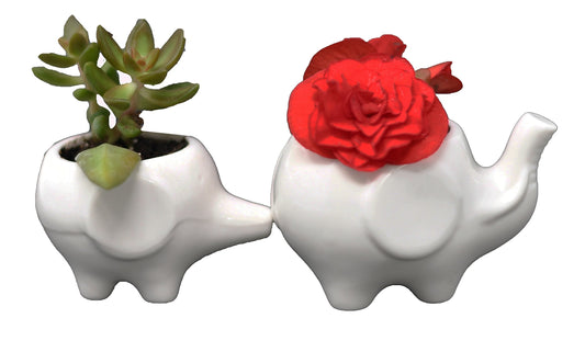 Ceramic Planters for House Plants-Plant Pots Set for Indoor & Outdoor Use (Mama & Baby Elephant Set) by Arad