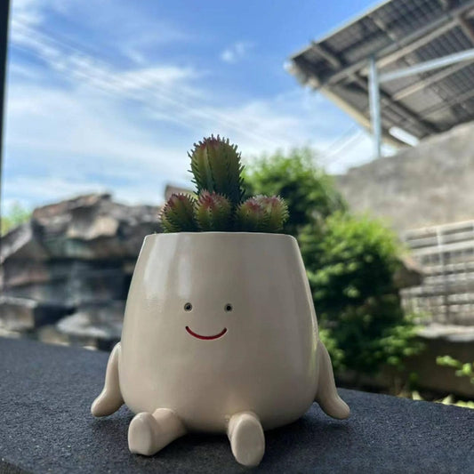 Face Planter Pots Head Cute Resin Cactus For Indoor And Outdoor Face Vase Home Decor Bookshelf Decor Cute Heart Smile Face Resin Succulent Pots Gifts For Valentine's Day Unique Succulent Pot（laugh）