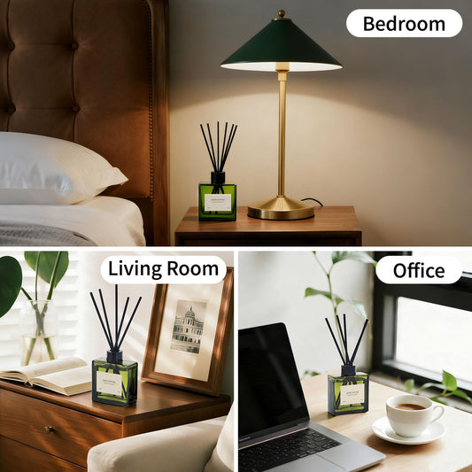 GAGINGOOLD Reed Diffuser Set, 4 fl oz Jasmine Lily 2 Pack Scent Diffuser with 20 Sticks, 180 Days Long Lasting Elegant Home Fragrance for Bathroom Bedroom Office Decor Air Fresh