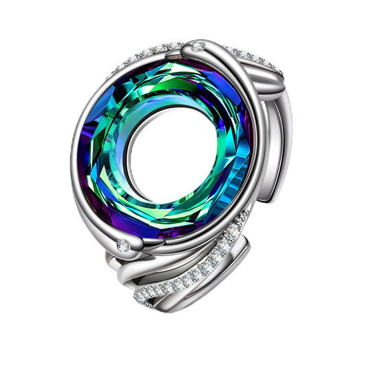 Kate Lynn Rise From the Ashes Adjustable Phoenix Rings, Statement Cocktail Ring Made with Crystals from Austria, Packaged with Jewelry Box, Birthday Gift Christmas Gift for Women, Symbol of Luck and Renewal (Bermuda Blue)