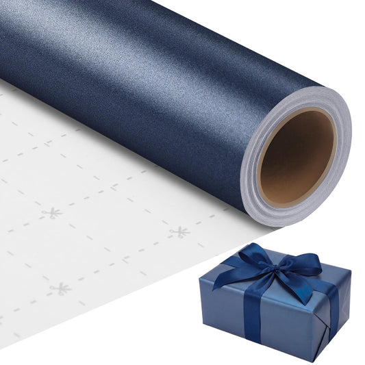 woric Navy Blue Wrapping Paper Roll 17 In X 33 Ft Blue Gift Wrapping Paper with Matte Pearly for DIY Bouquet Weddings Birthdays Graduations Father's Day