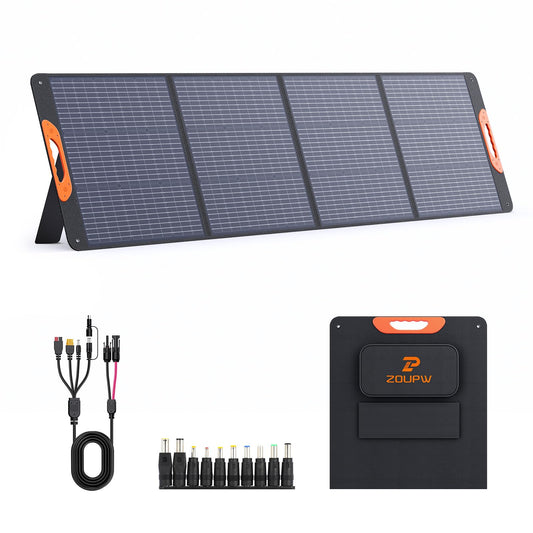 ZOUPW 220W N-Type 16BB Portable Solar Panel,23.5% Efffciency Foldable Solar Charger for Jackery 1000 V2/EcoFlow Delta/Bluetti/Anker Solix,IP67 Waterproof for RV Camping Emergency Power Supply