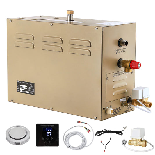 CGOLDENWALL 7.5KW Commercial Self-Draining Steam Generator Shower System Home Steam Bath Spa Generator 30 min to 12 Hours Auto Drain 95-131℉ for Suitable Space Heating 8 m³/283Cubic feet (7.5KW)