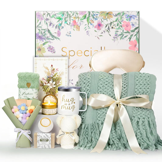 Self Care Gifts for Women, Spa Care Package, Mother's Day and Easter Gifts Friendship Box of Sunshine for Mom Sister Wife, Get Well Soon & Birthday Present, Self Care Basket for Women Recovery