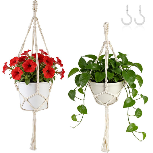 Oligei 2 Pack Macrame Plant Hanger, 34"/41" Hanging Planters for Indoor Plants, Strong Hanging Planter Holder with 2 Hooks (Pots Not Included)