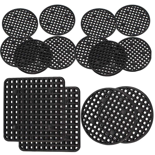 100 Pcs Plant Pot Hole Mesh Pads,Round & Square Flower Pot Drainage Covers,Bonsai Bottom Grid Mat,Prevent Soil Loss, Durable Reusable,Breathable,3 Sizes (50PCS 1.8", 30PCS 2.16", 20PCS 2.9")