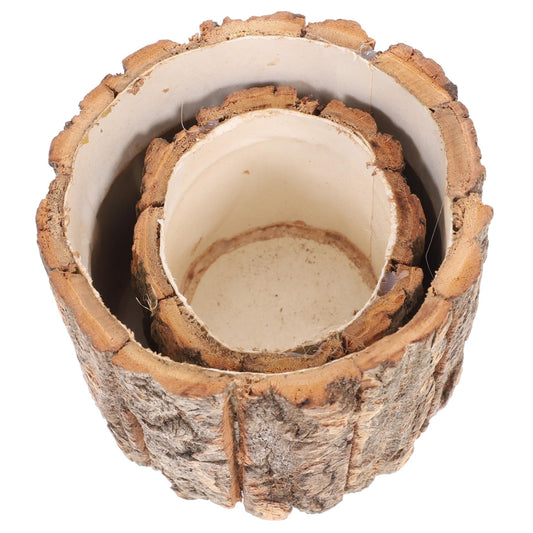 LIOOBO Birch Tree Flower Pot Set 2pcs Wood Planter Pot Home Decorative Stump for Planting Succulents