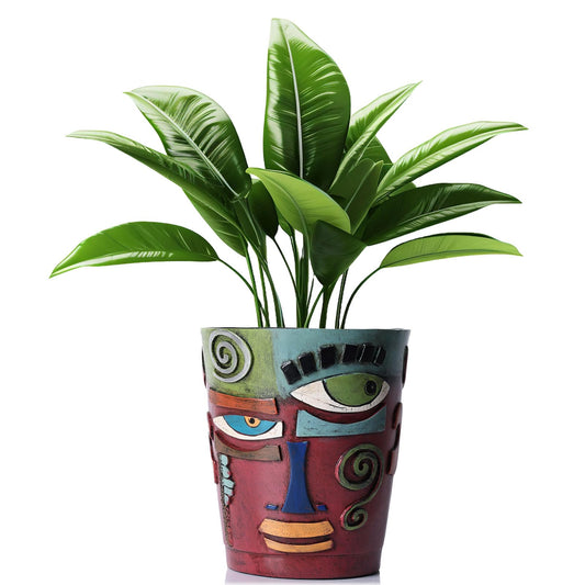 Abstract Art Flower Pot,Large Face Planter,Colorful Head Planter Pot for Plants,Decorative Face Flower Pots for Living Room, Patio,Garden,Unique Home Décor for Indoor and Outdoor Use (Industrial)