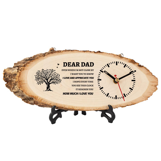 BeauGift Dad Gifts, Wooden Clock Gifts for Dad from Daughter Son Kids, Daddy Birthday Gift Idea for Papa Father Who Wants Nothing, Fathers Day Present from Child to My Dad