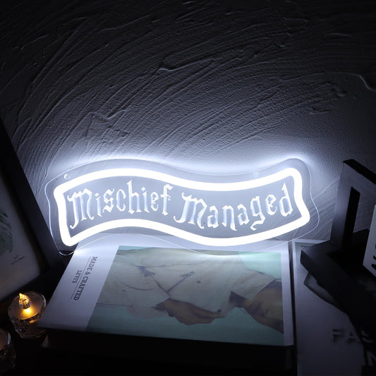 ASDGGBL Mischief H & P Style Neon Sign Dimmable LED Neon Light for Wall Decor USB Powered Gothic Font Neon Sign for Game Room Bedroom Bar Magical Quote Gift for Teens