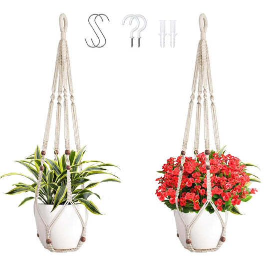 43 Inch Macrame Plant Hanger Large,Heavy Duty Indoor Hanging Plant Holder for Plants Pots Hangers for Live Plants,Outdoor Garden Home and Boho Wall Home Ceiling Decor,2 Set(Planter Pot Not Included)