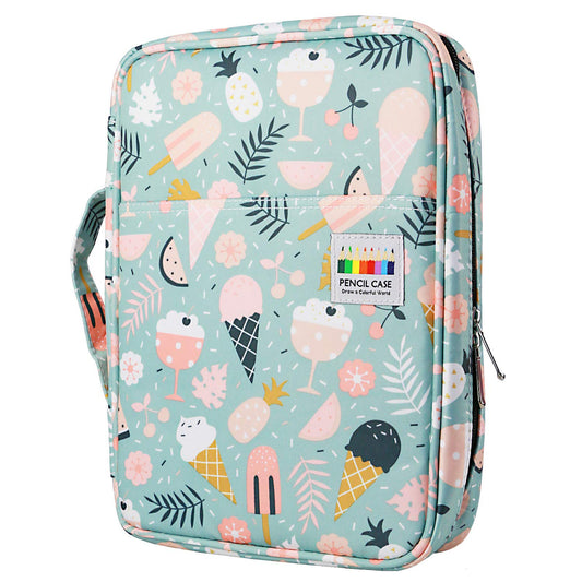 YOUSHARES Colored Pencil Case 166 Slots Pen Case Organizer With Handy Wrap & Zipper, Multilayer Holder for Prismacolor Colored Pencils & Gel Pen (Ice-Cream)