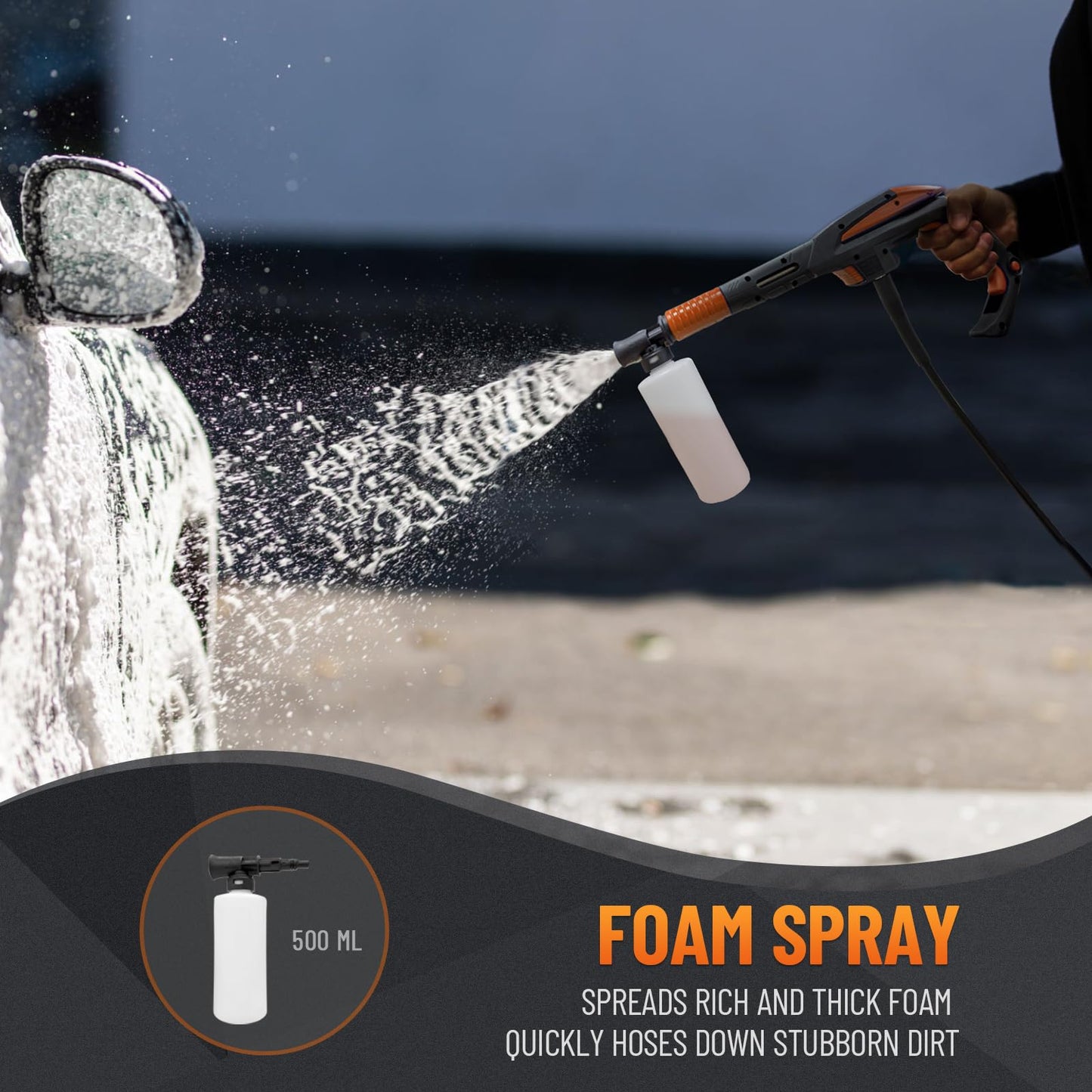 Fengrong Pressure Washer 5000PSI 3.0GPM Touch Screen Adjustable Pressure with Anti-Tipping Technolog, Spray Handle Smart Control, 5-Nozzle Set, for Cars//Home/Patios