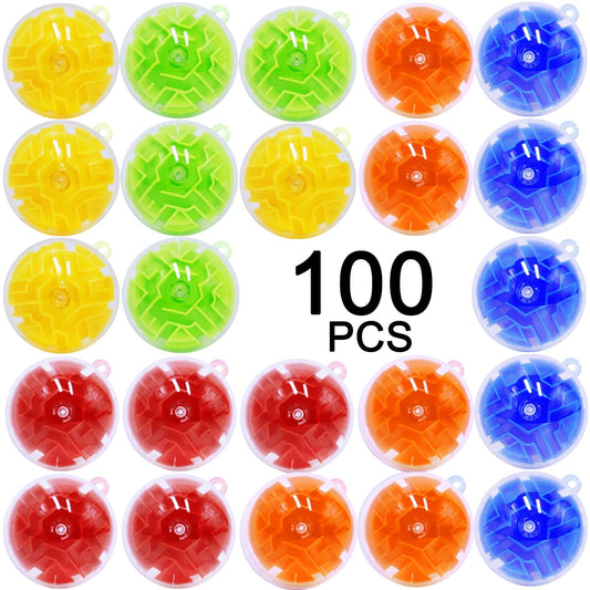 100PCS Brain Teaser Puzzle Ball Fidget Toys Bulk, Mini 3D Maze Balls Puzzles Games Party Favors for Kids 4-8 8-12,Classroom Prizes Stocking Stuffers for Boy Girl Gifts Easter Carnival Birthday Goodie