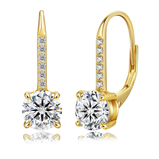 KRKC Moissanite Earrings, 1.0ct-2.0ct D Color Lab Created Diamond Earring, 14k White Gold Plated Sterling Silver Dangle Earrings S925 Leverback Drop Earring for Women Hypoallergenic Jewelry for Gifts