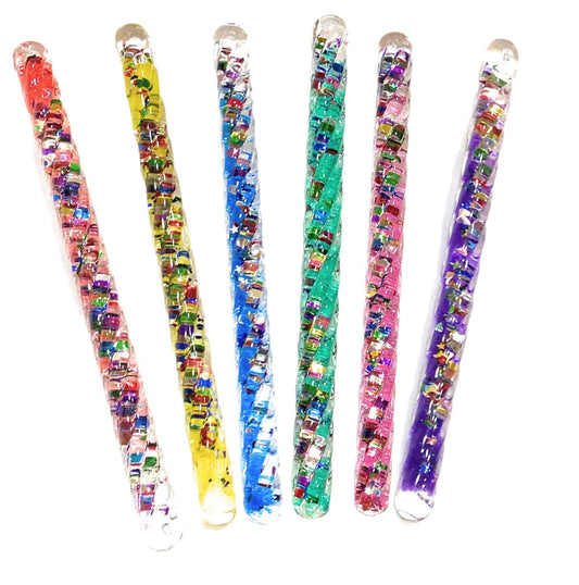 Star Magic Mini Spiral Glitter Wands (6.5 Inches) Complete Gift Set Party Pack- 6 Pack