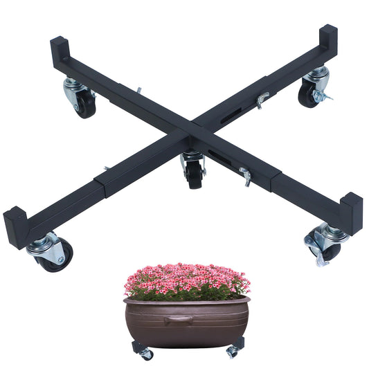 Plant Stand with Wheels Heavy Duty, Adjustable 15 to 20.5Inch with Lockable Caster Pot Roller Base, Rolling Planter Caddy for Large Flower Pots, 250 Lbs Capacity Dolly Cart for Indoor/Outdoor Use