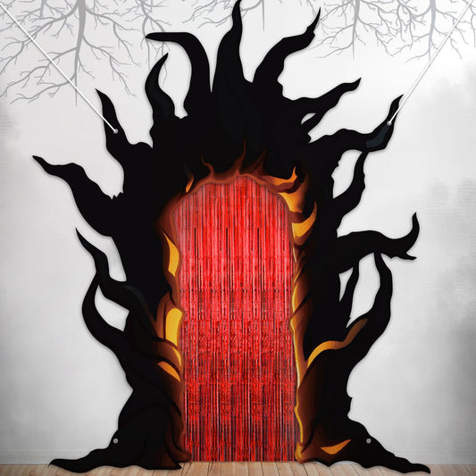 Spooky Rustic Party Supplies The Other Side World Entrance Arch Door Decoration Weird World Exit Retro Scary Porch Sign Hanging Banner for Horror Town Birthday Fans Movie Night Photography Photo Favor