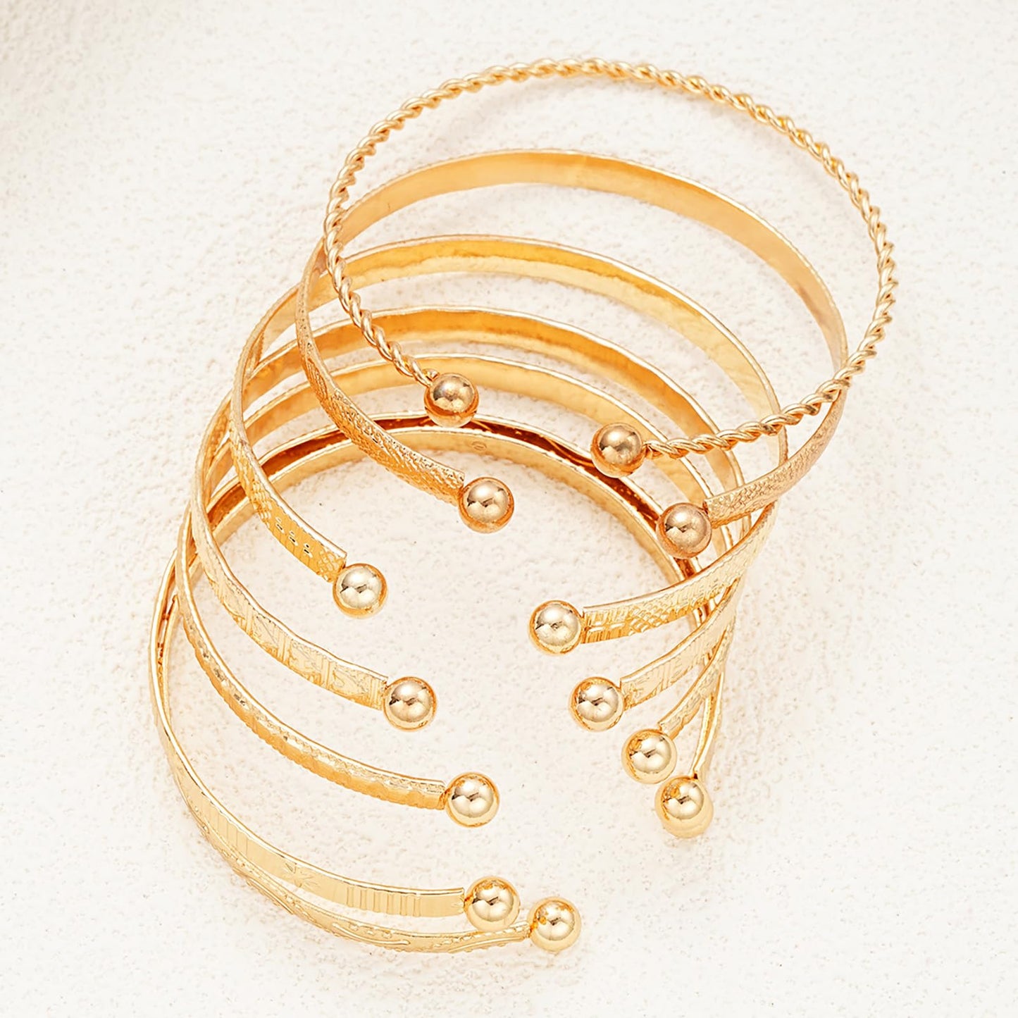 FUNOJOY Bangle Bracelets Set for Women, Multi Layer Stackable Cuff Bracelets, Boho Open Adjustable Bangle Jewelry Gift for Her