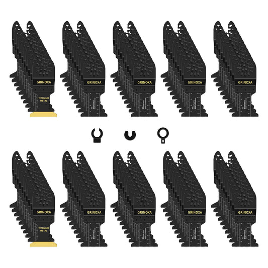 100PCS Multitool Blades Kits, Universal Oscillating Tool Blades for Wood Plastics Metal Cutting, Multitool Quick Release Oscillating Saw Blades Fit for Dewalt Milwaukee Ryobi Fein