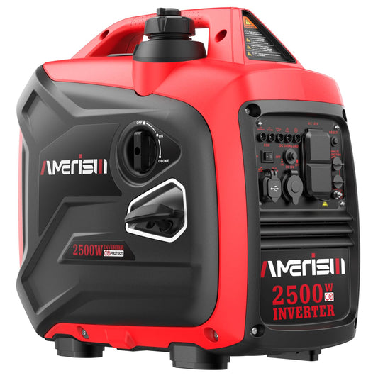 AMERISUN 2500W Portable Inverter Generator, Gas Powered Generator with CO Sensor, 11H Runtime, 120V AC/12V DC/USB, Quiet, Lightweight for Outdoor, Home Backup, RV, Camping & Emergency Power