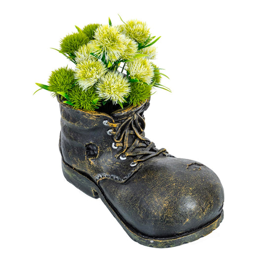 MyGift Vintage Boot Planter, Ceramic Garden Decorative Planter - Indoor/Outdoor Cowbot Boot Design Flower Pot for Succulent Plant, Cactus, Herbs and Flowers