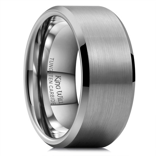 King Will 10mm Tungsten Wedding Band for Men - Gunmetal, Comfort Fit, Size 7