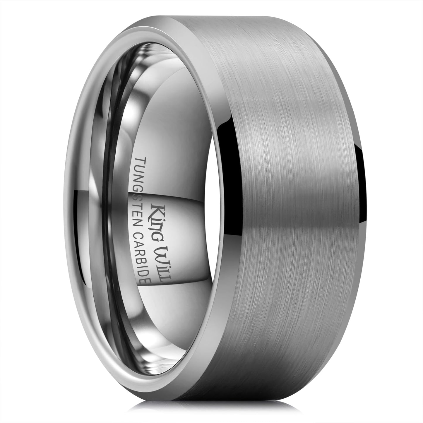 King Will 10mm Tungsten Wedding Band for Men - Gunmetal, Comfort Fit, Size 9.5