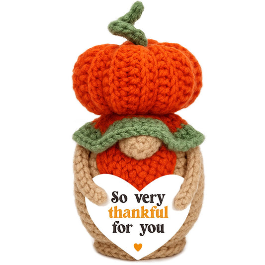 Thanksgiving Thank You Gifts for Mom Boss Lady Mentor Friend Hostess Teacher Appreciation, Handmade Crochet Pumpkin Gnome Fall Home Decor, Halloween Decorations for Women Men, Thanksgiving Table Decor