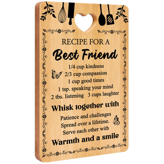 Friend Kitchen Gift Bamboo Cutting Board Decorative Unique Birthday Present Xmas Charcuterie Boards for Friends Christmas Wooden Cheese Board Thanksgiving Friendship Gifts Chopping Board