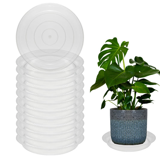 TNTIWQ 12 Pack 10 Inch Round Plant Saucers for Less 8 Inch Pot Indoors Outdoors Plant Trays for Pots Planter Saucer Plastic Drip Tray Planter Water Tray (Clear, 10"(12pcs))