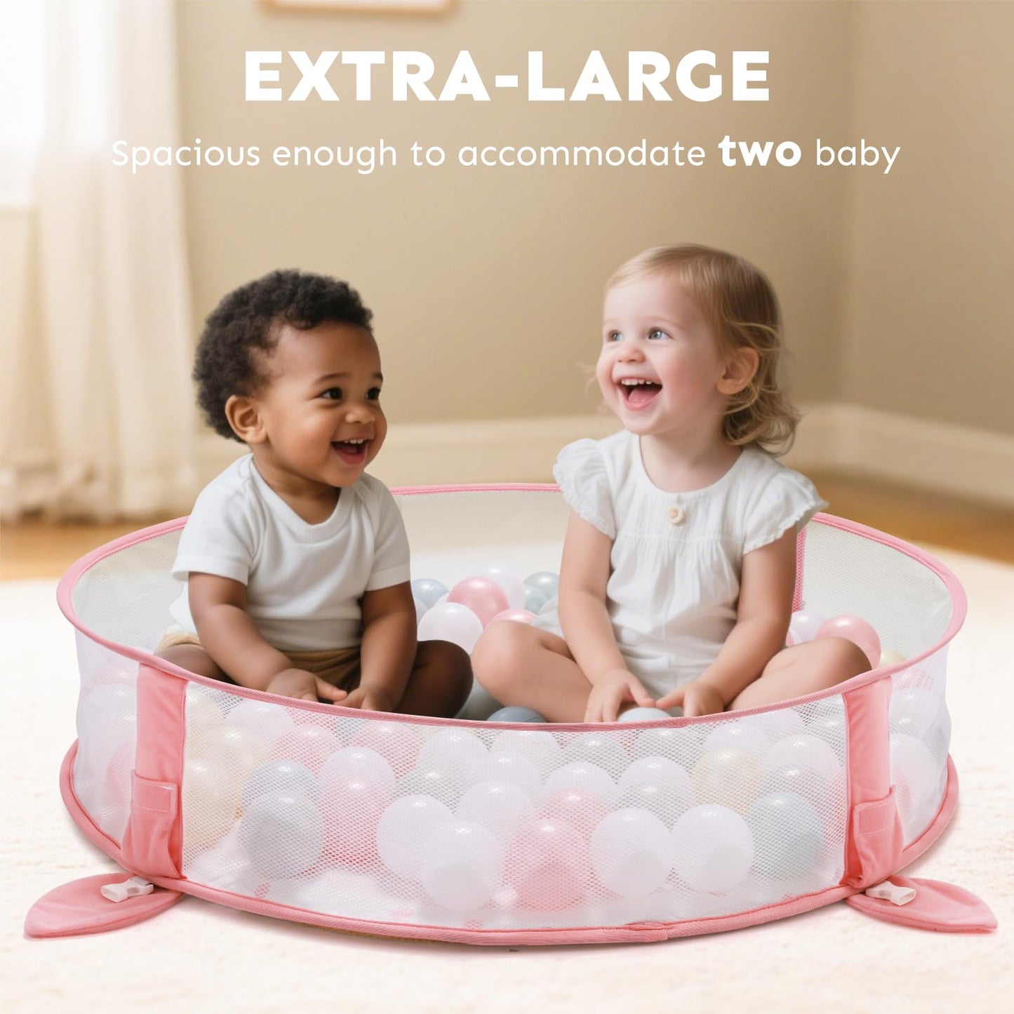 7-in-1 XL Large Baby Play Gym Mat, Tummy Time Mat, Baby Gym & Ball Pit, Baby Activity Mat with Milestone Cards & 6 Detachable Toys for Sensory Motor Skill, Rainbow