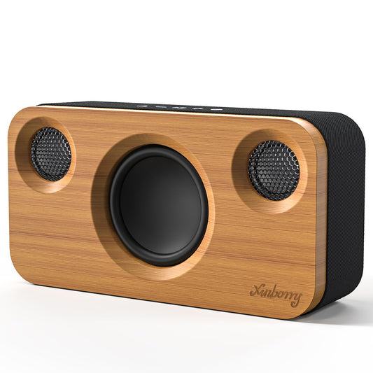 Xinborry Bluetooth Speaker with Deep Bass, 40W(Peak) Wireless Portable Speaker with AUX, TF Card, Stereo Sound Wood Home Audio Sync up to 100 Bluetooth 5.3 Speakers for Home Party, Outdoor Camping