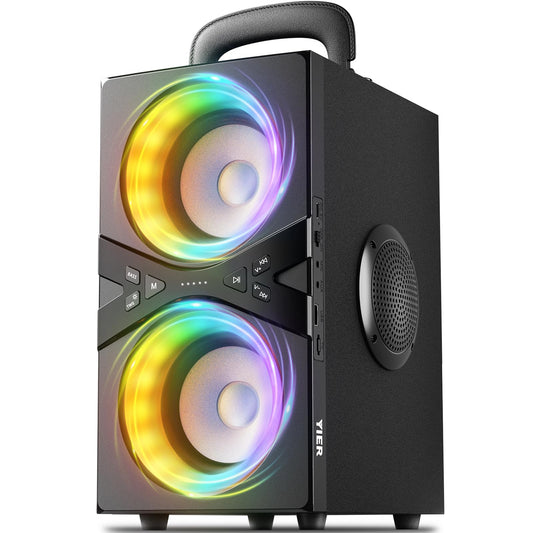 YIER Party Bluetooth Speaker:80W Peak Large Stero Sound for Outdoor,Deep Bass,TWS,Loud with Lights,Portabe Wireless Big Speakers with Long Playtime,House,Projector,Movie