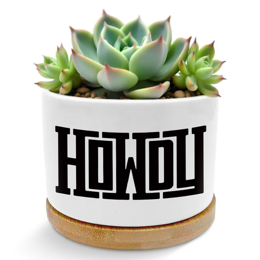 ROXMART Howdy Western Plant Pots, Western Gifts for Women Men Succulent Planters, Retro Southwestern Cowboy Cowgirl Ceramic Plant Flower Pots for Home Office Desk Table Shelf(No Plants)