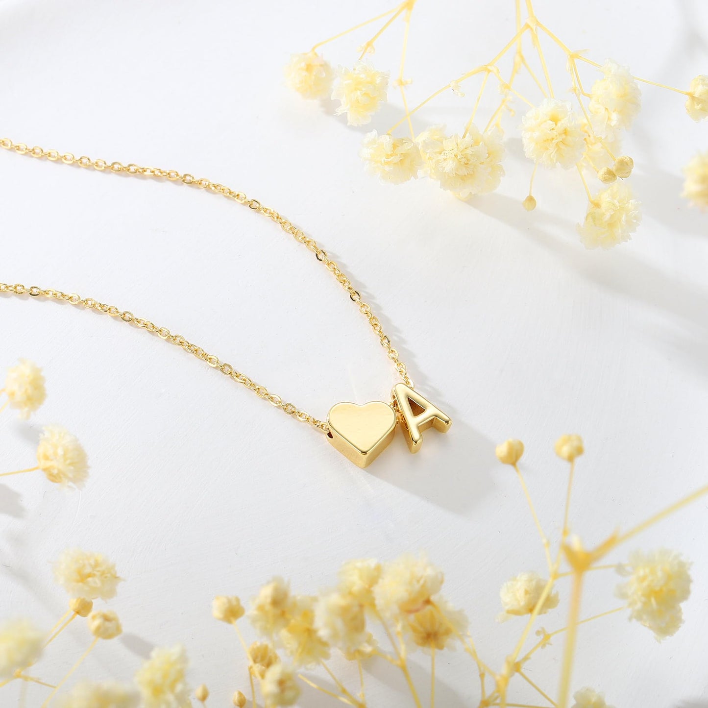Turandoss Initial Necklaces for Women Trendy, 18K-Gold-Plated Tiny Heart Initial N Necklace Dainty Heart Necklaces Tiny Personalized Monogram Name Necklace for Women Jewelry