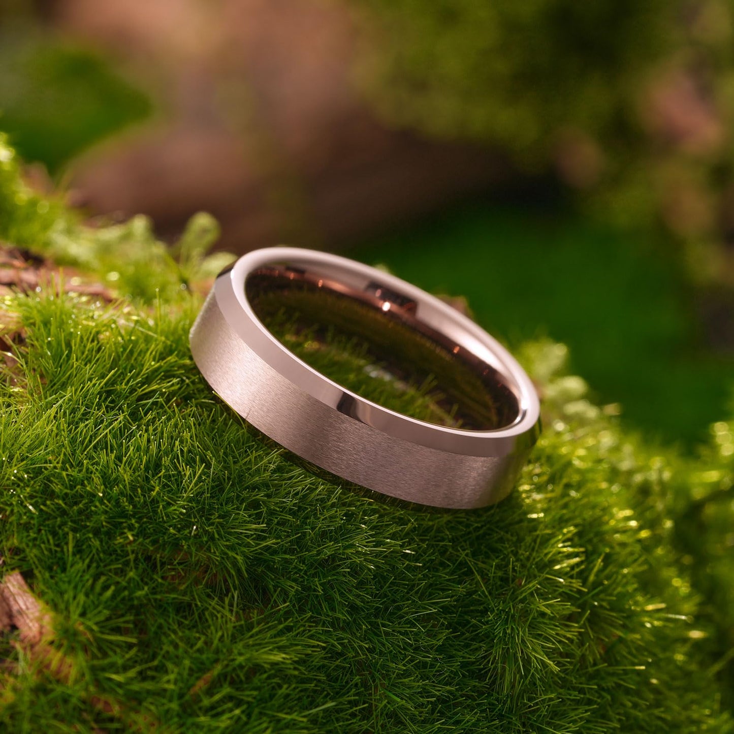 King Will Brown Basic Tungsten Rings For Men 6mm Wedding Band Polished Edge Brushed Matte Promise Ring Comfort Fit, Size 9