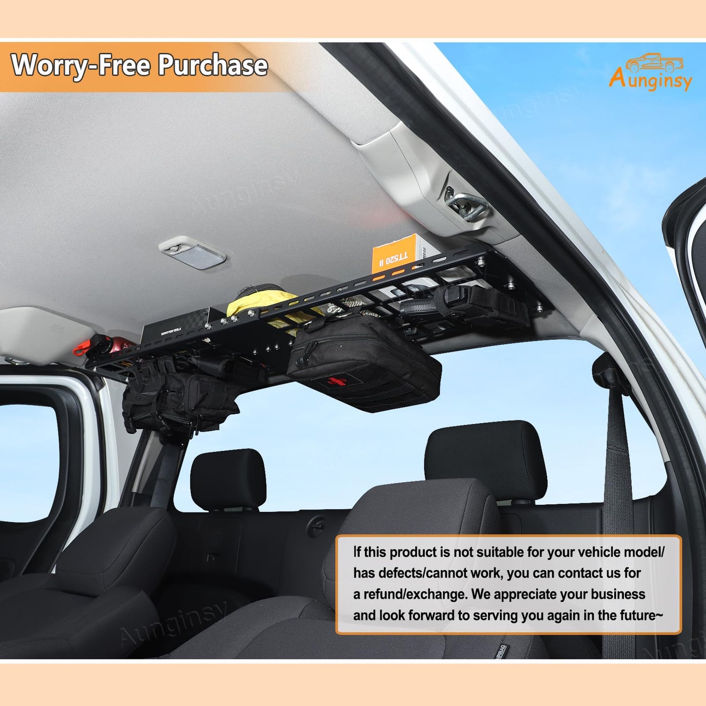 Car Interior Rear Trunk Cargo Rack Basket Tray Compatible with Nissan Frontier 2022-2025 Modular Storage Luggage Carrier Roof Overhead Molle Panel System Shelf Rack Trunk Hanging Organizer Accessories