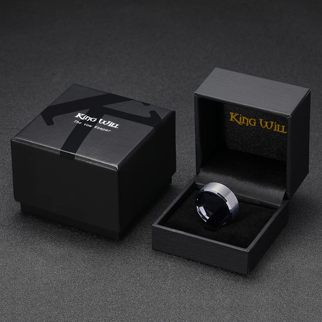 King Will Silver 9mm Men's Wedding Ring - Brushed Matte Finish, Beveled Polished Edge, Comfort Fit Size 10