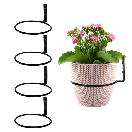 Wtiujhg 6 inch Flower Pot Holder Ring Wall Mounted Set of 4 Heavy Duty Metal Wall Plant Holder Plant Hanging Bracket Hanger for Outdoor/Indoor