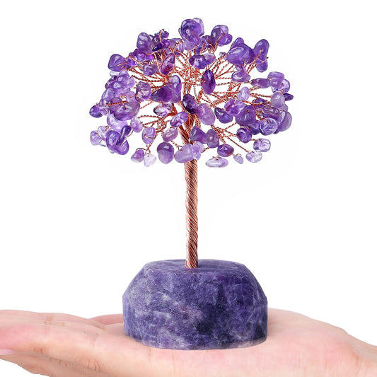 YATOJUZI 4.7"-5.1" Amethyst Crystal Money Tree,Purple Desk Cubicle Decorations Office Room Decor for Women,Meditation Accessories Reiki Gifts for Women,Crystals and Healing Stones,Tree of Life