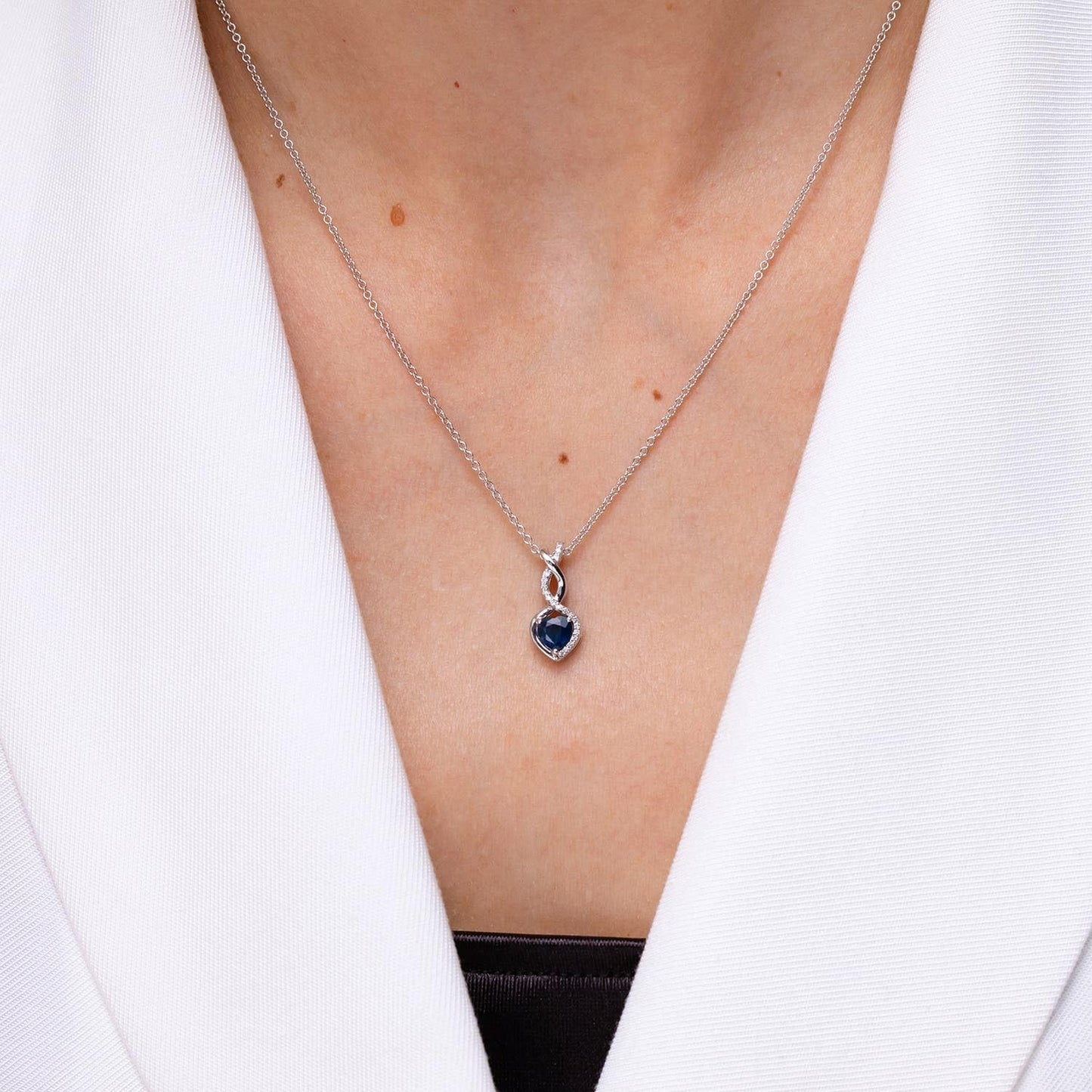 Angara Natural Blue Sapphire Pendant for Women | 0.3 ct Heart Shape Blue Sapphire Diamond Heart Pendant Necklace in White Gold | September Birthday, Anniversary, Gemstone Jewelry Gift | AA | 4mm