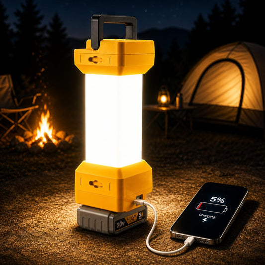 LED Work Light for DeWalt 20V Battery, 2900LM High Brightness, 2-in-1 Lantern with USB-C Charging, High/Low Modes, Emergency Light for Power Outage, Camping, Garage & Outdoor Use(No Battery)
