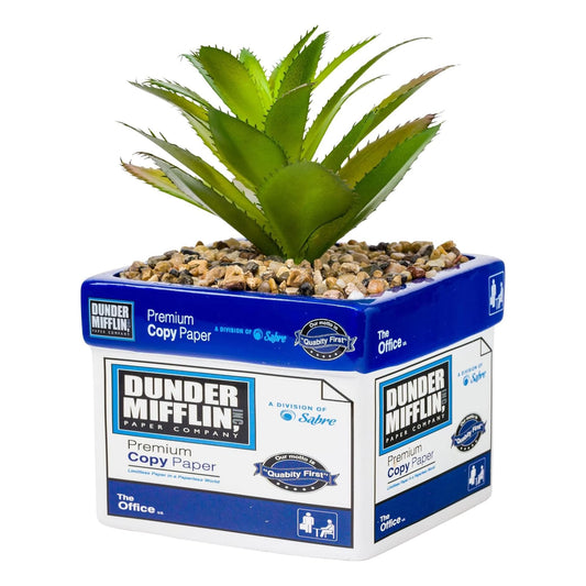Silver Buffalo The Office Dunder Mifflin Paper Box Decorative Artificial Faux Greenery Plant in Ceramic
